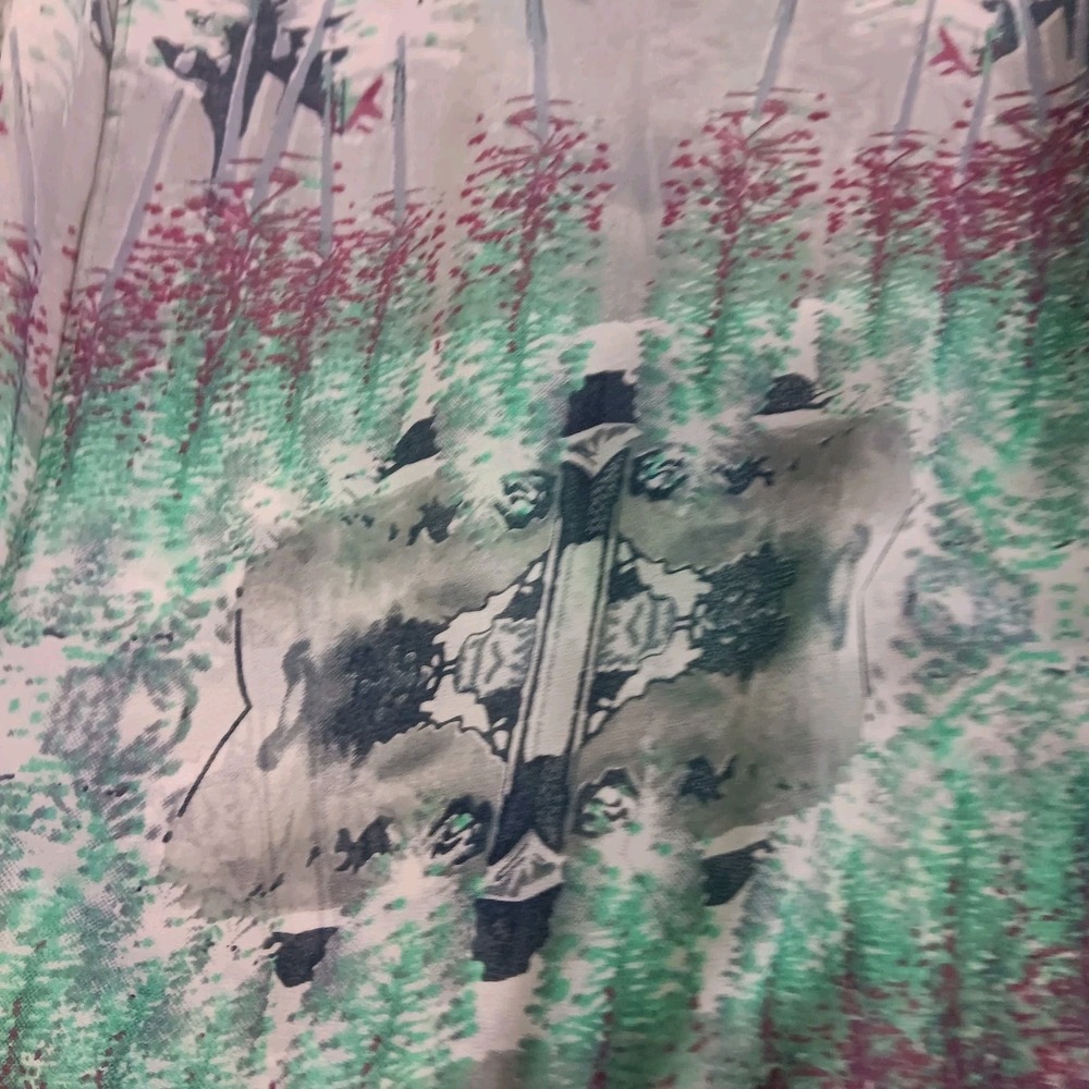 W118 Walter Baker Teal Gray Water Color Print Maxi skirt Partially Lined Small - Picture 9 of 13